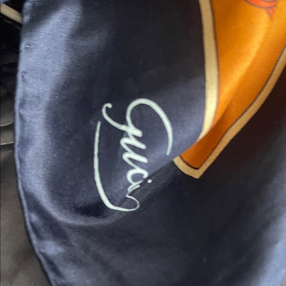 🔥Sale Gucci Dark Blue and Orange Patterned Scarf - Picture 3 of 7